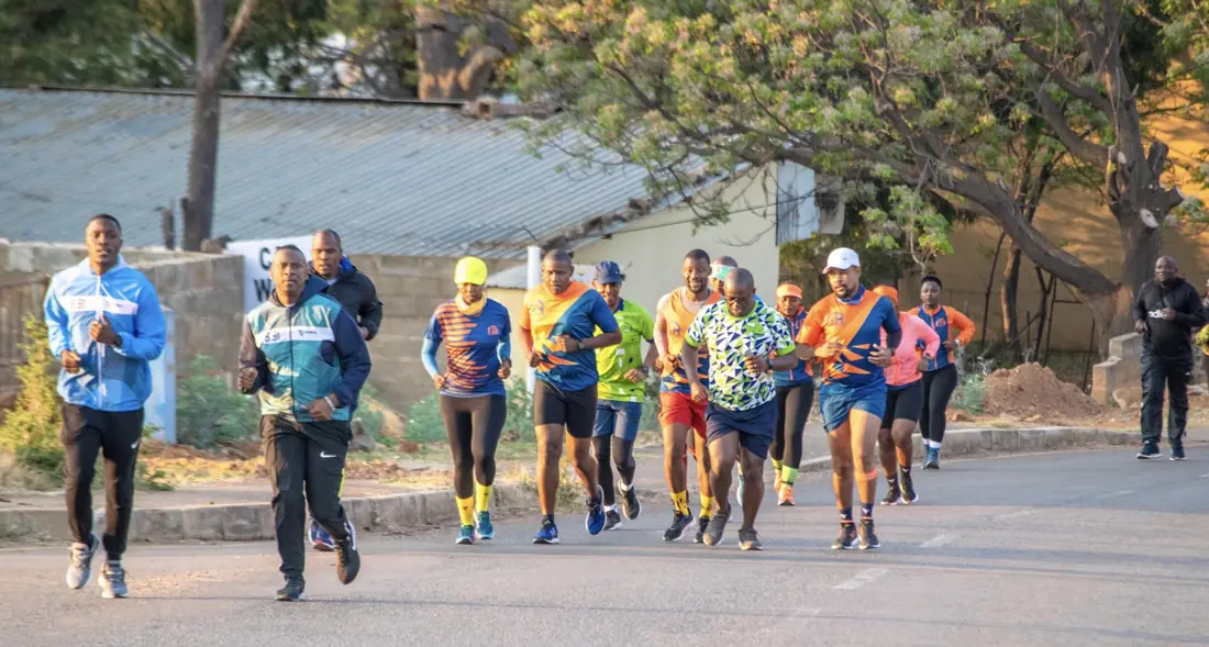 A group of runners on the course during the 2022 inaugural marathon